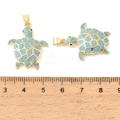 Brass Micro Pave Sky Blue Cubic Zirconia Pendants CU-CBA6938-05G-03-1