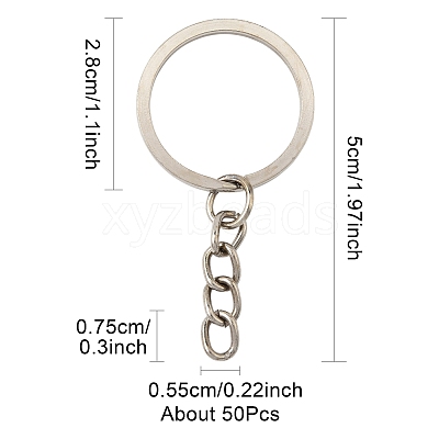 50Pcs Iron Keychain Ring IFIN-FS0001-56-1