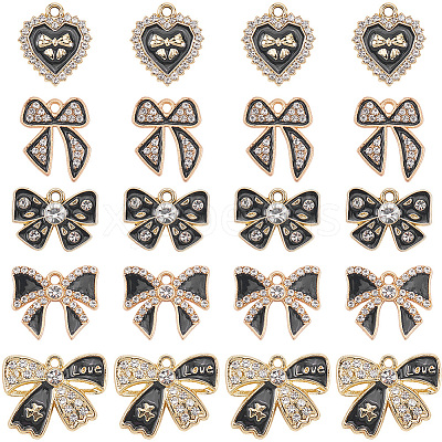 30Pcs 5 Styles Alloy Rhinestone Pendants FIND-SC0016-47-1
