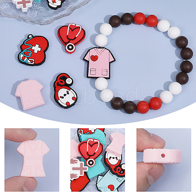 12Pcs 12 Styles Silicone Beads SIL-CA0002-85-1