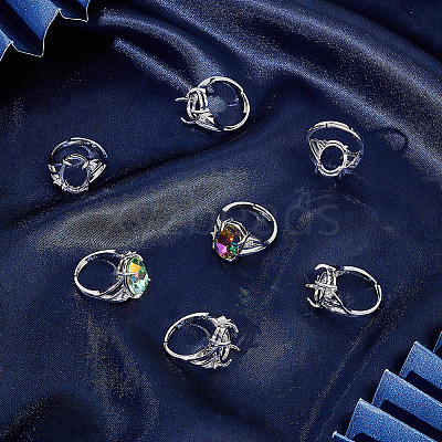 8Pcs Brass Adjustable Solitaire Ring Components KK-SC0003-95-1