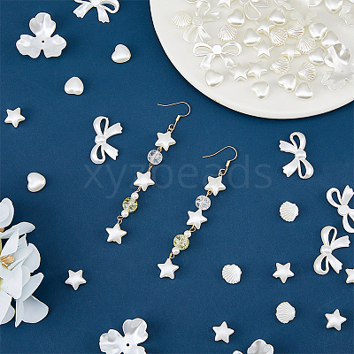 300Pcs 5 Style ABS Plastic Imitation Pearl Beads OACR-DC0001-07-1