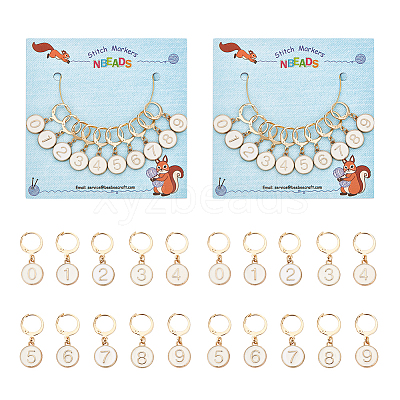Alloy Enamel Number Charms Locking Stitch Markers AJEW-PH01457-02-1