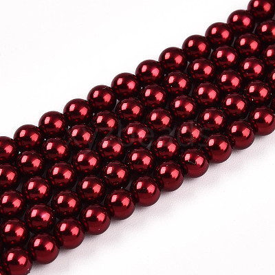 Baking Paint Pearlized Glass Pearl Bead Strands HY-N002-4mm-A13-1