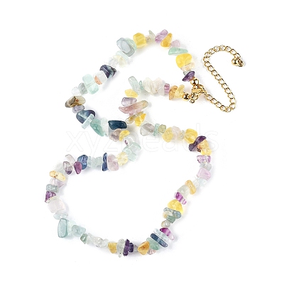 Natural Fluorite Chips Beaded Necklace NJEW-FZ00004-08-1
