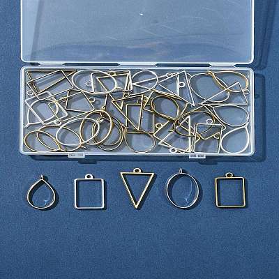 38Pcs 19 Styles Alloy Open Back Bezel Pendants FIND-FS0003-61-1