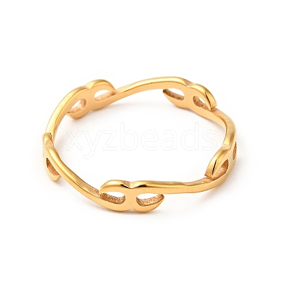 Ion Plating(IP) 201 Stainless Steel Letter X Finger Ring for Women RJEW-G266-14G-1