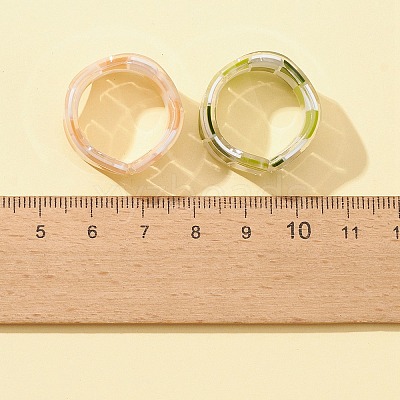 Resin Tartan Pattern Cuff Ring RJEW-FS0001-06-1