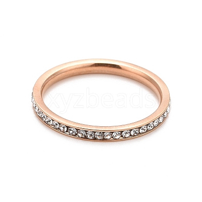 304 Stainless Steel Rhinestone Rings Set STAS-D178-02B-1