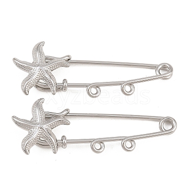 Starfish 304 Stainless Steel Safety Pins Brooch Findings SA-CBA098D-16H-P02-1