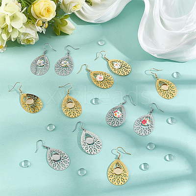 12 Pairs 2 Colors 304 Stainless Steel Teardrop Dangle Earring DIY Jewelry Kits EJEW-UN00031-1