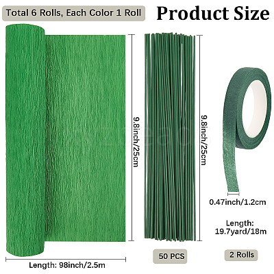 6 Rolls 6 Colors Handmade Crepe Paper DIY-CP0012-89A-1