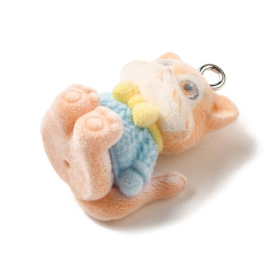 Cute Fox Flocking Resin Pendants MACR-Z001-02P-1