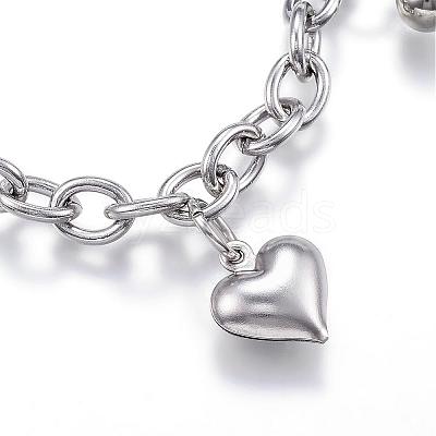Tarnish Resistant 304 Stainless Steel Charm Bracelets BJEW-G544-12P-1