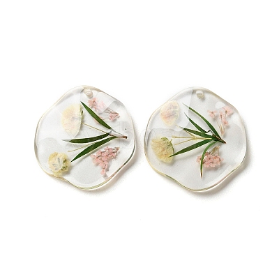 Inner Dried Flower Transparent Resin Pendants RESI-A043-04A-1