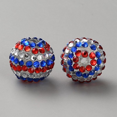 Independence Day Theme Resin Rhinestone Beads RB-WH0003-08E-1