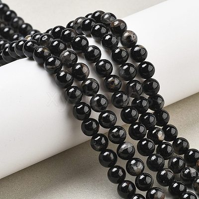 Natural Black Tourmaline Beads Strands X-G-Q031-A01-6mm-1
