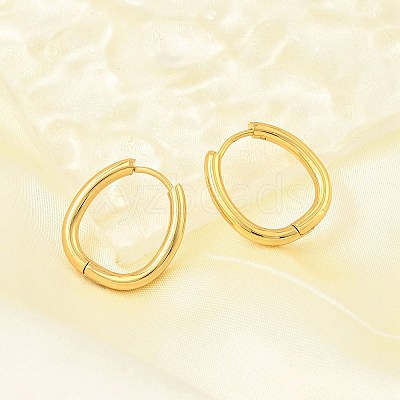 PVD Vacuum Plating 202 Stainless Steel Huggie Oval Hoop Earrings LS-EJEW-H003-07G-06-1