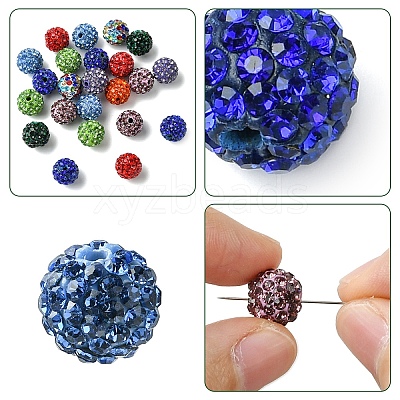 30Pcs Pave Disco Ball Beads RB-YW0001-14J-1