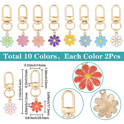 20Pcs 10 Colors Alloy Enamel Pendant Decorations HJEW-SC0002-84-1