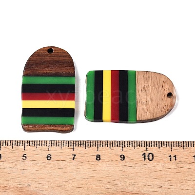 Jamaican Colour Epoxy Resin & Walnut Wood Pendants RESI-N039-122R-1
