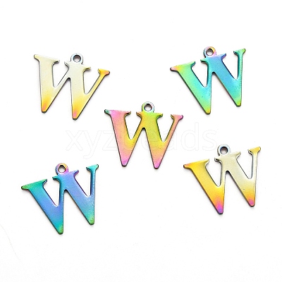 Ion Plating(IP) 304 Stainless Steel Alphabet Charms LS-STAS-H122-W-M-1