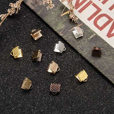 Iron Ribbon Crimp Ends E004Y-6x6mm-M-1