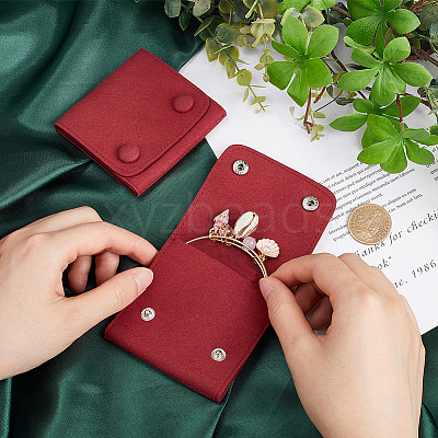 2Pcs Microfiber Cloth Jewelry Storage Bags with Brass Button ABAG-BBC0001-17A-01-1