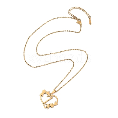 PVD Vacuum Plating 201 Stainless Steel Pendant Necklaces NJEW-R267-02Z-G-1