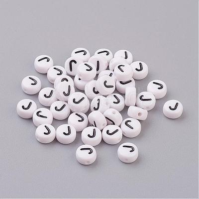 Acrylic Horizontal Hole Letter Beads X-PL37C9070-J-1