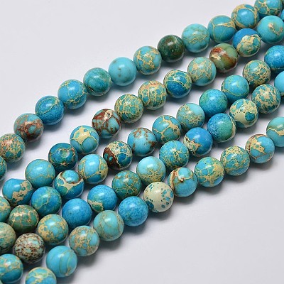 Natural Imperial Jasper Beads Strands G-I122-8mm-10-1
