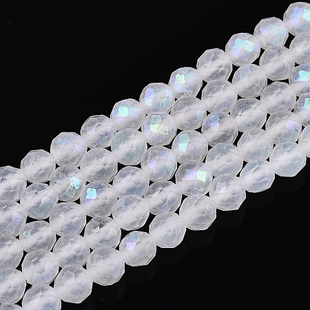 AB Color Plated Natural Quartz Crystal Beads Strands G-T144-B07-05-1