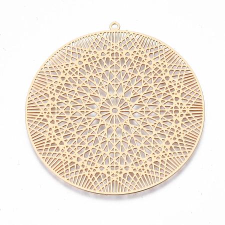 201 Stainless Steel Filigree Pendants STAS-S108-65G-1