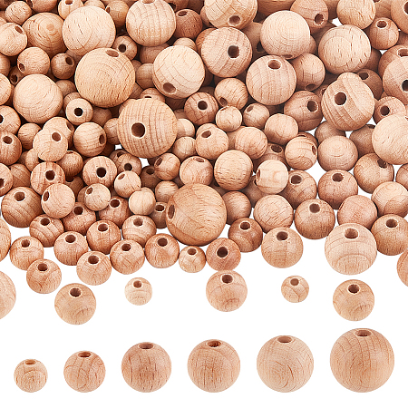   300Pcs 6 Styles Beech Wood European Large Hole Beads WOOD-PH0002-80-1