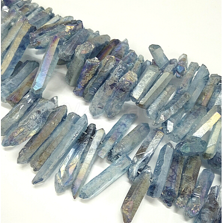 Electroplate Natural Nuggets Quartz Crystal Beads Strands G-O065-03C-1