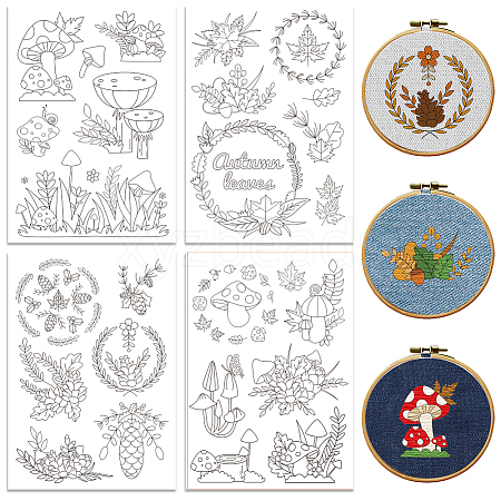 4 Sheets 11.6x8.2 Inch Stick and Stitch Embroidery Patterns DIY-WH0455-183-1