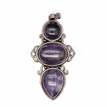 Retro Natural Amethyst Pendants PW-WG7292F-13-1