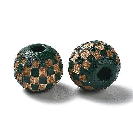 Wood Laser Engraved Tartan Beads WOOD-I011-01A-05-1