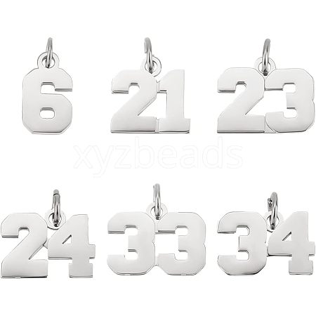 6Pcs 6 Style 316 Surgical Stainless Steel Charms STAS-UN0040-38P-1