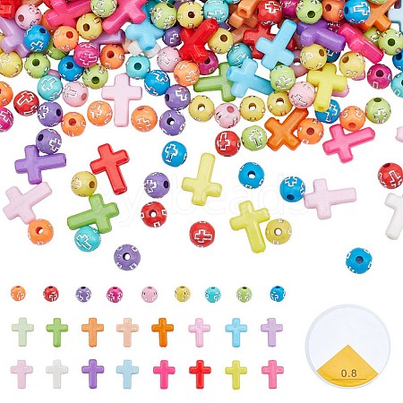 600Pcs 3 Styles Opaque Acrylic Beads SACR-PA0001-12-1