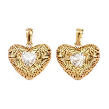 304 Stainless Steel Rhinestone Pendants STAS-P438-32G-1