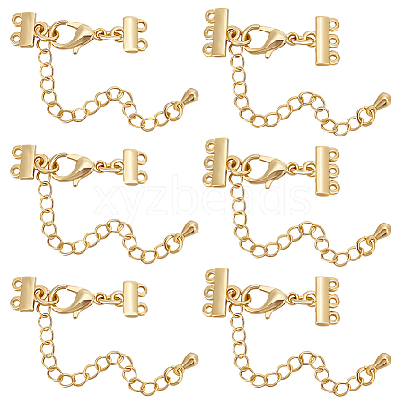 Beebeecraft 8Pcs 2 Size Brass Chain Extenders FIND-BBC0002-70G-1