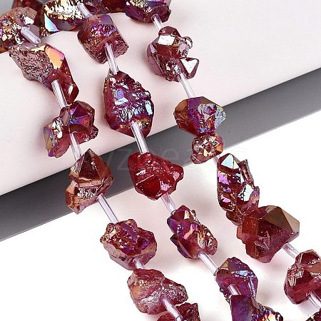 Dyed Electroplate Raw Rough Natural Amethyst Beads Strands G-Q610-05C-1