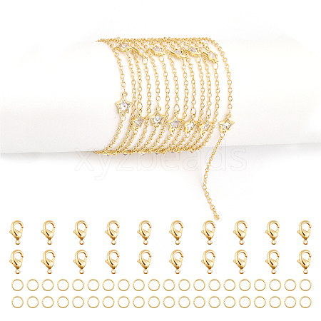 CHGCRAFT DIY Clear Cubic Zirconia Star Link Chain Bracelet Necklace Making Kit DIY-CA0005-49-1