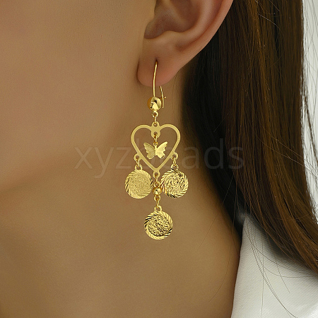 Fashionable Brass Heart Tassel Hoop Earrings JG7155-1