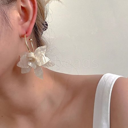 Alloy Acrylic Flower Dangle Stud Earrings FS-WG43F84-02-1