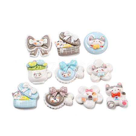 Cartoon Cat Resin Decoden Cabochons CRES-R199-05-1