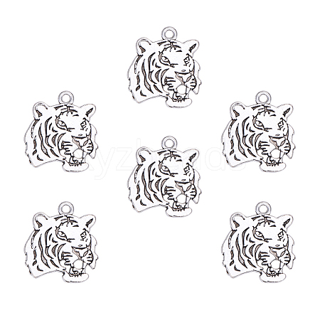 Tibetan Style Alloy Tiger Head Pendants TIBEP-PH0004-85-1