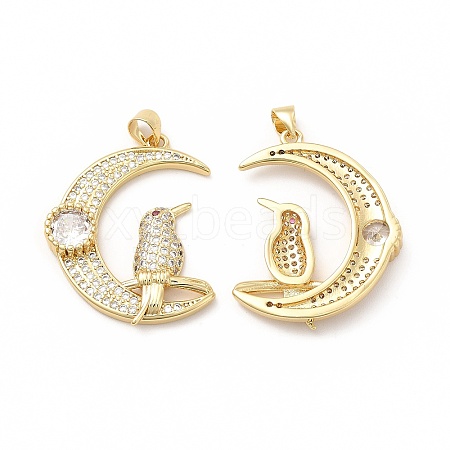 Rack Plating Brass Cubic Zirconia Pendants KK-G456-17G-1