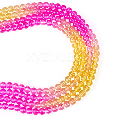 2 Strands Baking Paint Transparent Glass Beads DGLA-TA0001-20B-1